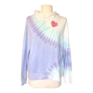 Wildfox NWT Tie Dye French Terry Cropped Relaxed Sweatshirt Peri Shibori Medium